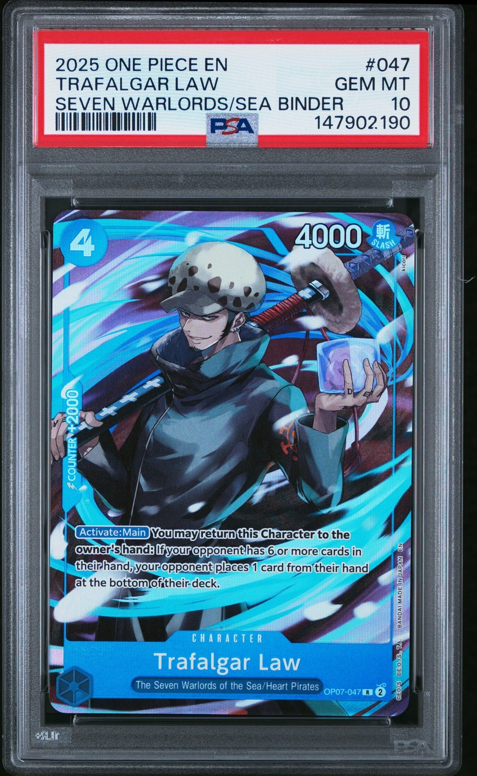 ワンピース英語版 2025 SEVEN WARLORDS OF THE SEA BINDER SET トラファルガー・ロー TRAFALGAR LAW #047 PSA 10 鑑定済【中古】