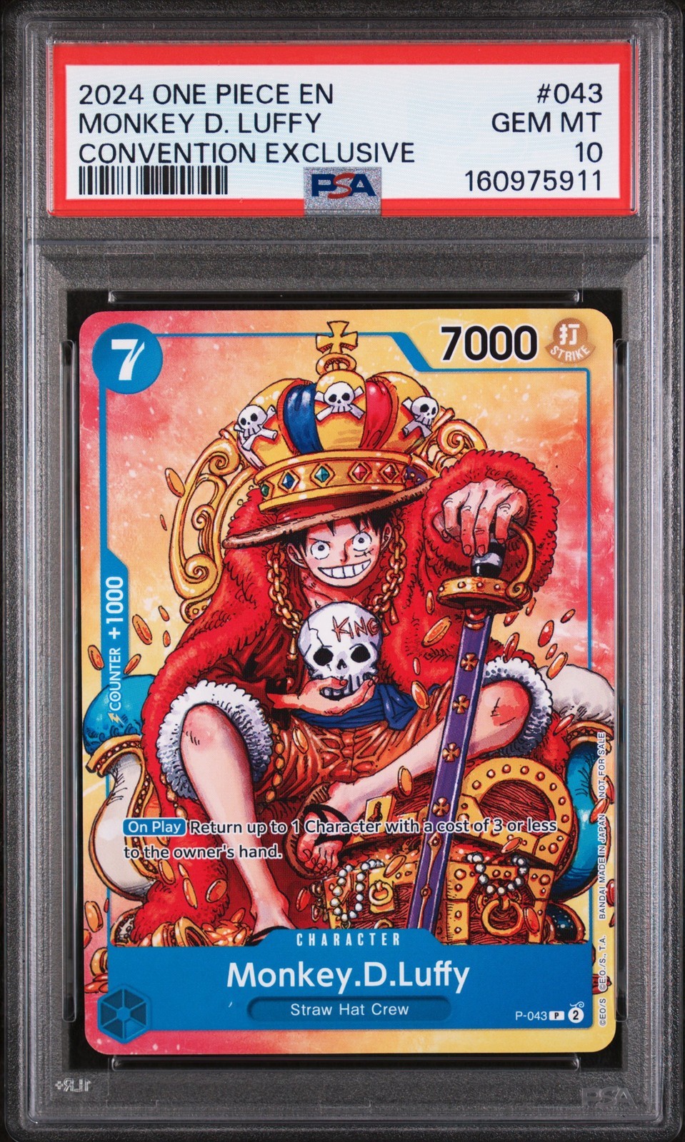 ワンピース英語版 2024 ONE PIECE PROMOS CONVENTION EXCLUSIVE モンキー・D・ルフィ MONKEY D. LUFFY #043 PSA 10 鑑定済