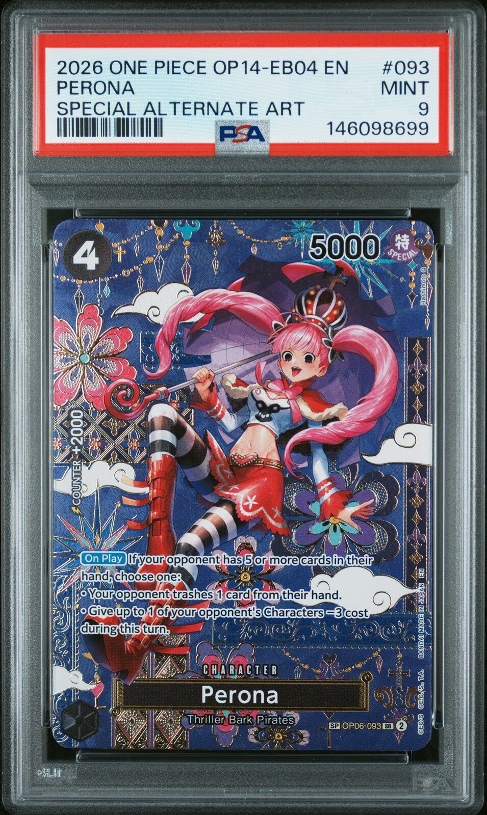 ワンピース英語版 2026 ONE PIECE OP14-EB04 THE AZURE SEA'S SEVEN PERONA #093 PSA 9 鑑定済【中古】