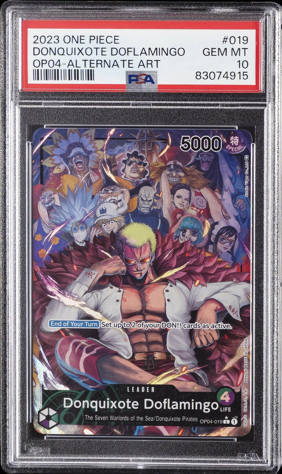 ワンピース英語版 2023 ONE PIECE OP04-KINGDOMS OF INTRIGUE DONQUIXOTE DOFLAMINGO #019 PSA 10 鑑定済