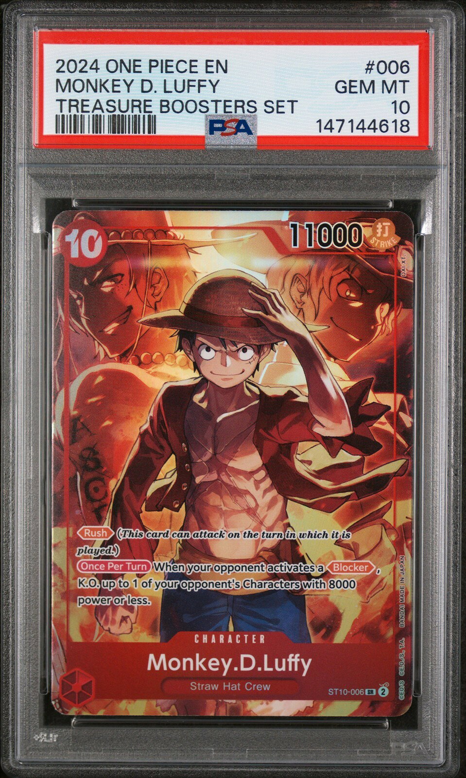 ワンピース英語版 2024 PROMOS TREASURE BOOSTERS SET モンキー・D・ルフィ プロモ #006 PSA10 鑑定済