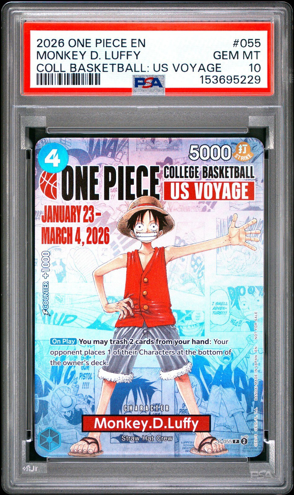 ワンピース英語版 2026 ONE PIECE PROMOS モンキー・D・ルフィ MONKEY D. LUFFY プロモ #055 PSA 10 鑑定済
