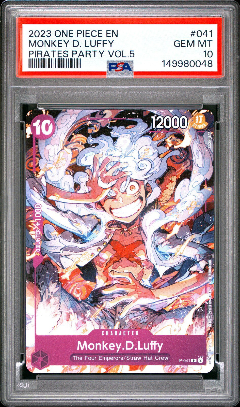 ワンピース英語版 2023 ONE PIECE PROMOS PIRATES PARTY VOL.5 モンキー・D・ルフィ MONKEY D. LUFFY プロモ #041 PSA10 鑑定済