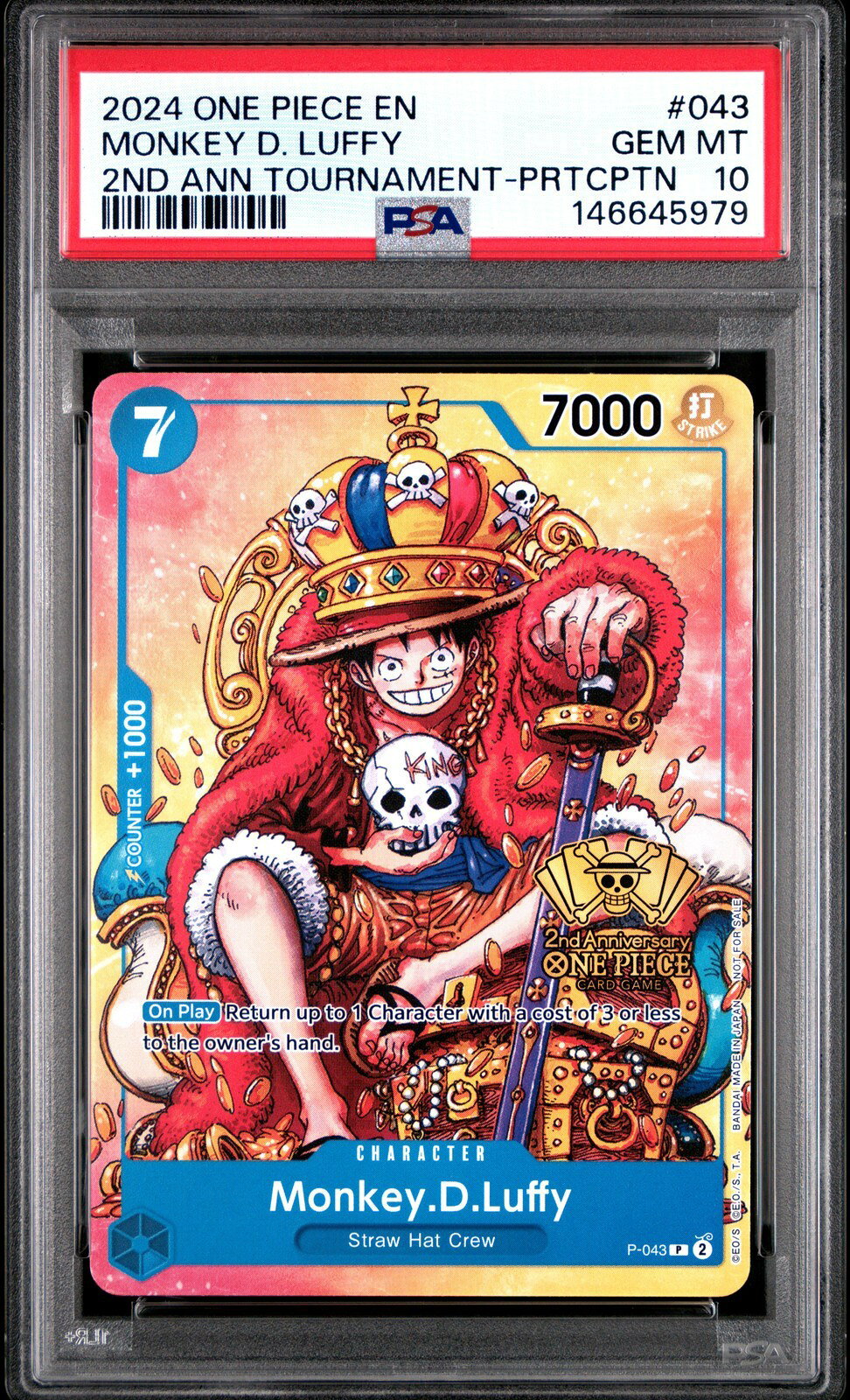 ワンピース英語版 2024 ワンピース プロモ ONE PIECE PROMOS モンキー・D・ルフィ MONKEY D. LUFFY #043 PSA 10 鑑定済【中古】