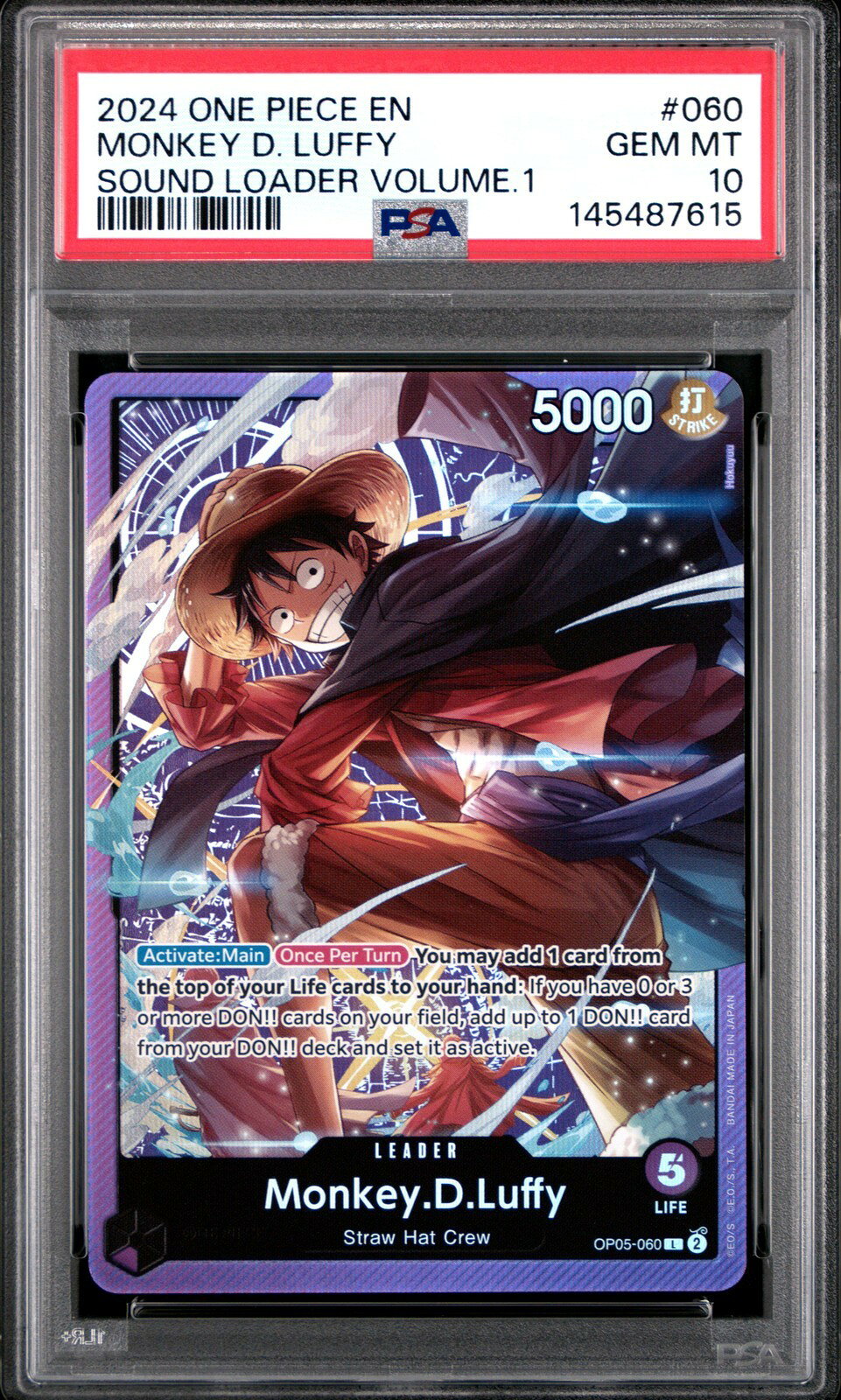 ワンピース英語版 2024 PROMOS SOUND LOADER VOLUME.1 MONKEY D. LUFFY Promo #060 PSA 10 鑑定済