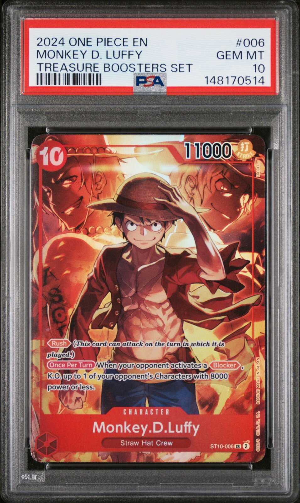 ワンピース英語版 2024 プロモ トレジャーブースターセット モンキー・D・ルフィ Monkey D. Luffy #006 PSA 10 鑑定済【中古】