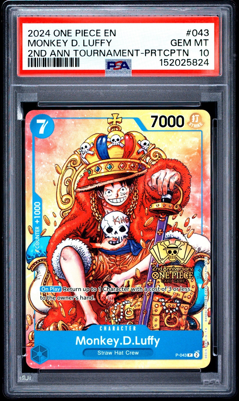 ワンピース英語版 2024 ONE PIECE PROMOS MONKEY D. LUFFY モンキー・D・ルフィ #043 PSA 10 鑑定済