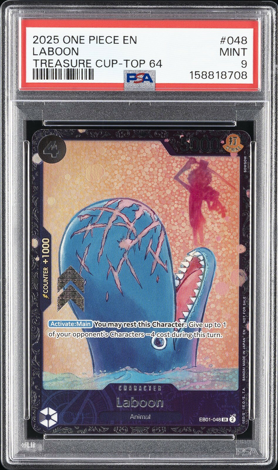 ワンピース英語版 2025 PROMOS TREASURE CUP-TOP 64 LABOON プロモ #048 PSA 9 鑑定済