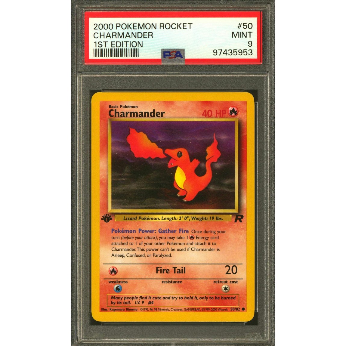 ポケモン英語版 Team Rocket 1st Edition Charmander ヒトカゲ 50/82 PSA 9 鑑定済【中古】