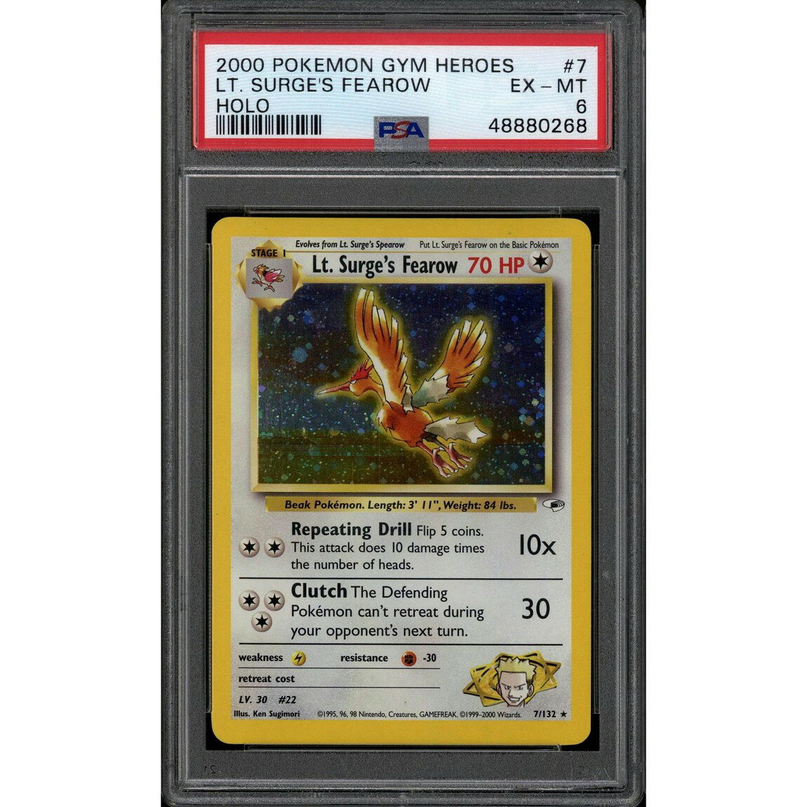 ポケモン英語版 2000 Gym Heroes マチスのオニドリル 7/132 PSA 6 鑑定済