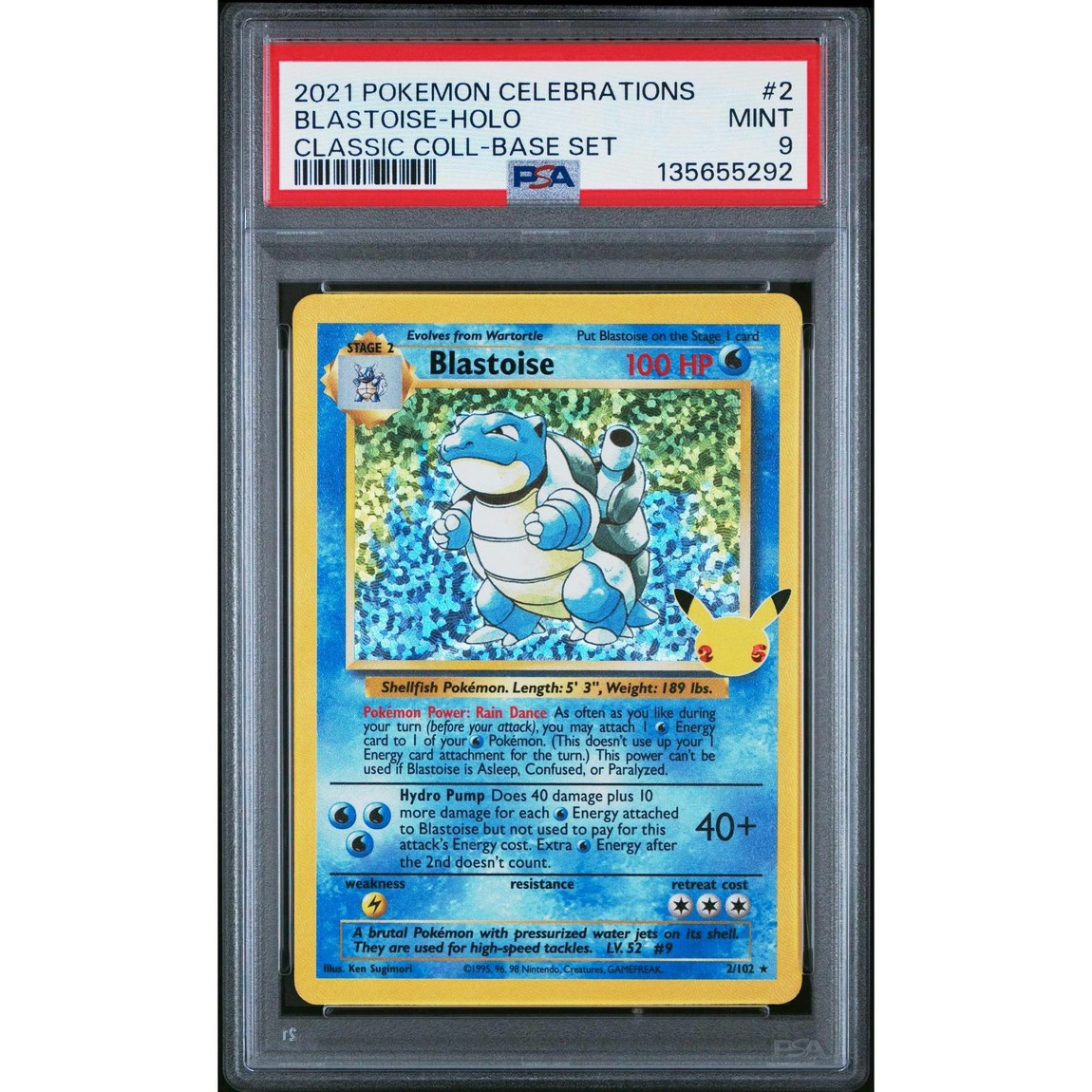 ポケモン英語版 2021 Celebrations Classic Collection Blastoise カメックス ホロ 2/102 PSA 9 鑑定済【中古】