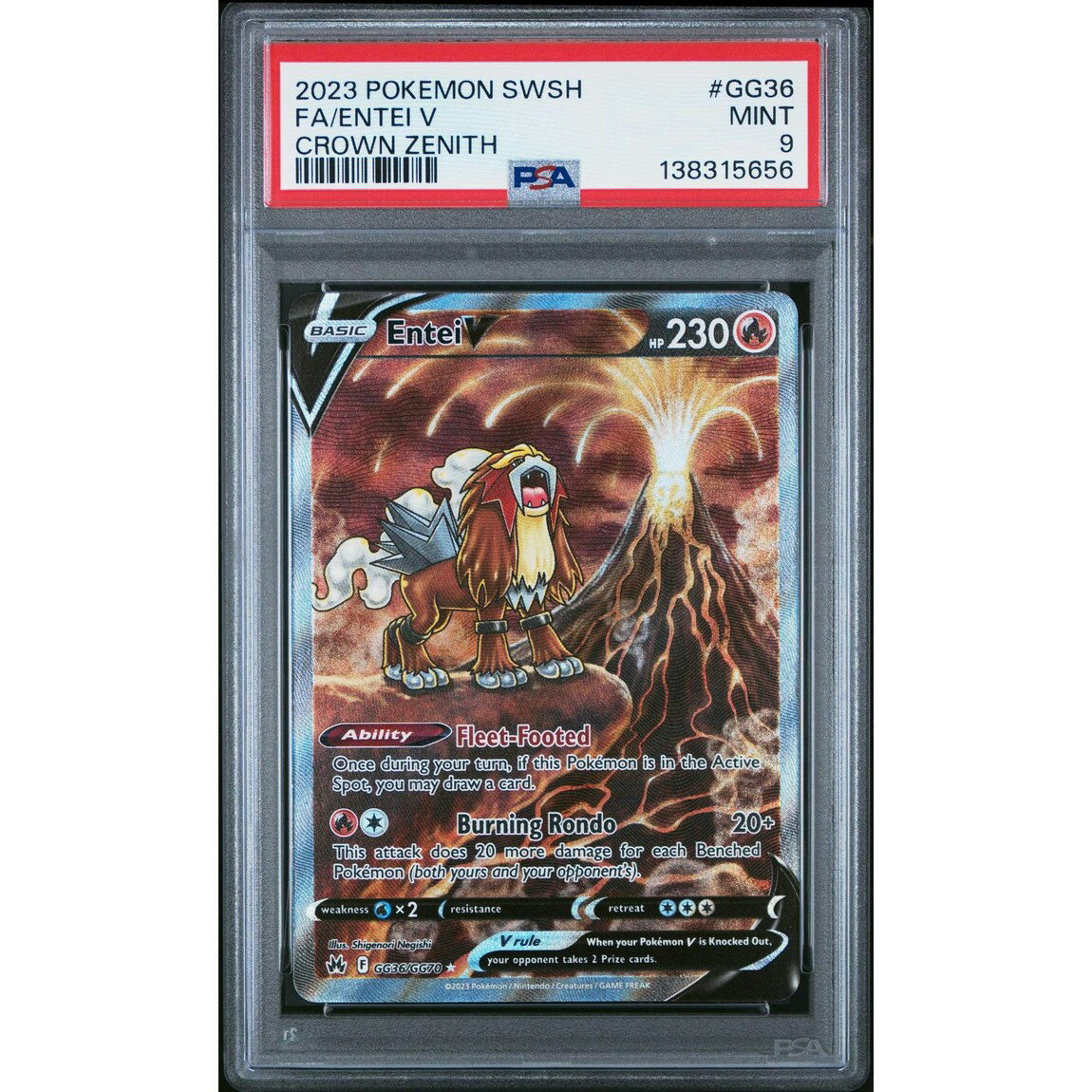 ポケモン英語版 2023 Pokemon Crown Zenith エンテイV Galarian Gallery #GG36 PSA 9 鑑定済