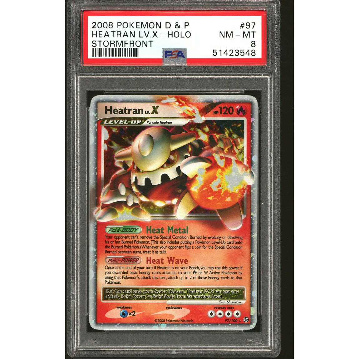 ポケモン英語版 2008 D&P Stormfront ヒードラン LV.X 97/100 PSA 8 鑑定済