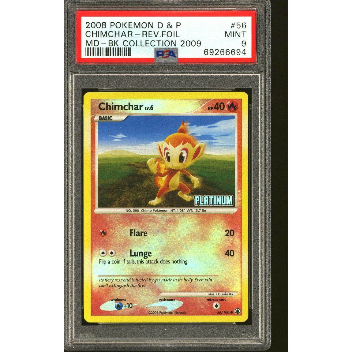 ポケモン英語版 Burger King Platinum Promo ヒコザル Reverse Holo Foil 56/100 PSA 9 鑑定済