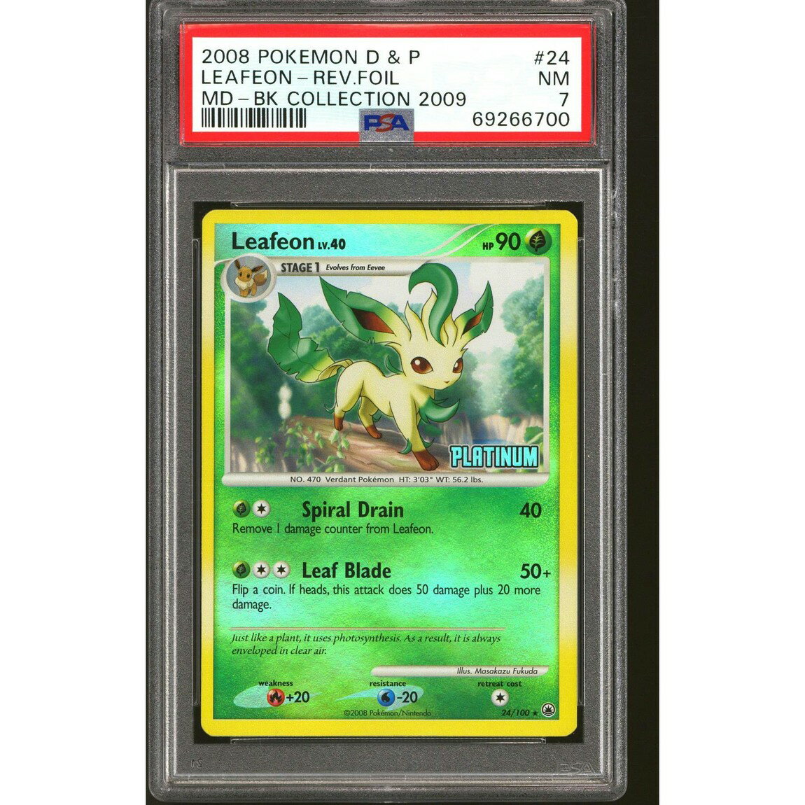 ポケモン英語版 Burger King Platinum Promo リーフィア Reverse Holo Foil 24/100 PSA 7 鑑定済