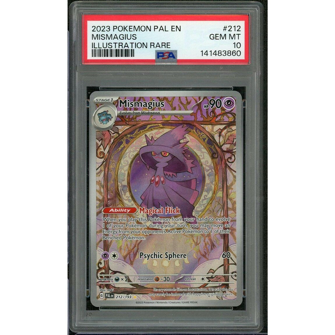 ポケモン英語版 2023 Pokemon Paldea Evolved ムウマージ Illustration Rare #212 PSA 10 鑑定済