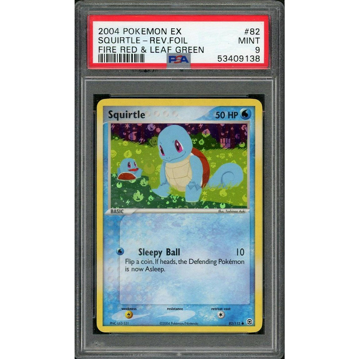 ポケモン英語版 2004 Pokemon Fire Red & Leaf Green ゼニガメ Reverse Foil #82 PSA 9 鑑定済