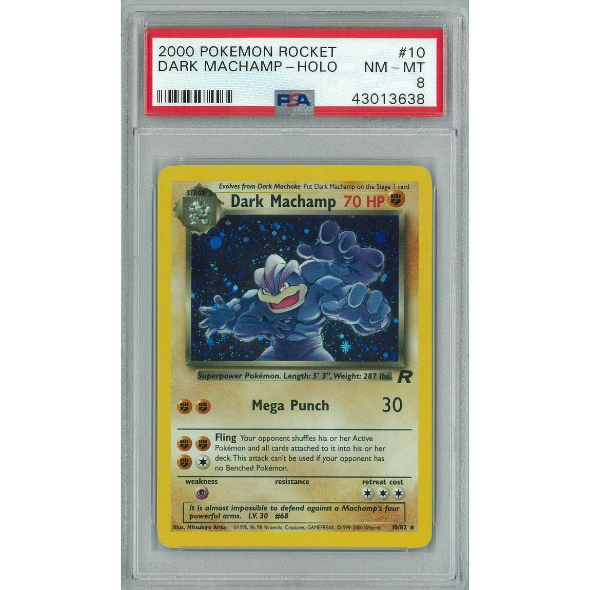 ポケモン英語版 Team Rocket チームロケット団 Dark Machamp ダーク・カイリキー ホロ 10/82 PSA 8 鑑定済【中古】