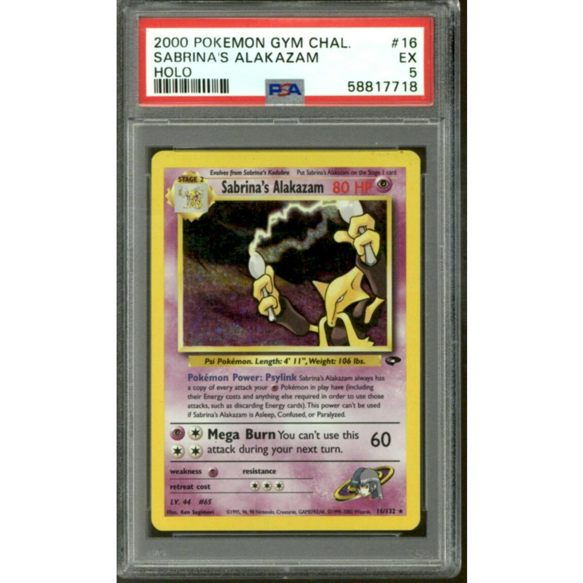 ポケモン英語版 2000 ジムチャレンジ Gym Challenge サブリナズ フーディン Sabrina's Alakazam ホロ 16/132 PSA 5 鑑定済【中古】
