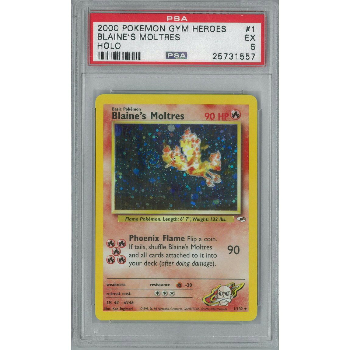 ポケモン英語版 2000 Gym Heroes カツラのファイヤー Blaine's Moltres 1/132 PSA 5 鑑定済