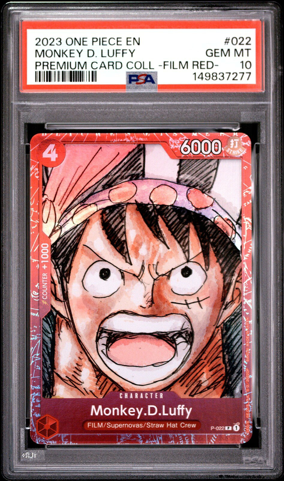 ワンピース英語版 PREMIUM CARD COLLECTION -ONE PIECE FILM RED- モンキー・D・ルフィ PSA10 鑑定済【中古】
