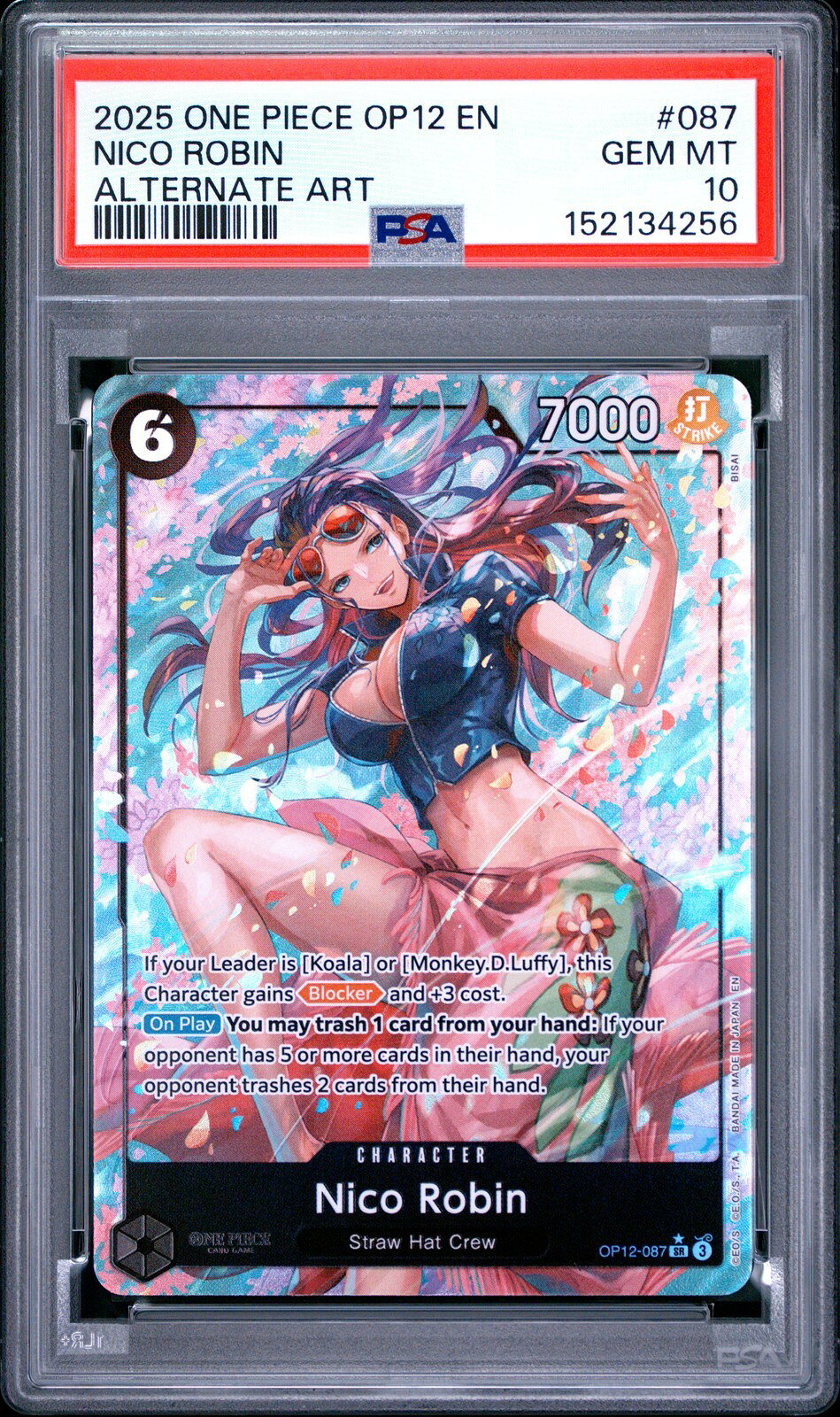 ワンピース英語版 2025 OP12-LEGACY OF THE MASTER ニコ・ロビン NICO ROBIN ALTERNATE ART #087 PSA10 鑑定済【中古】