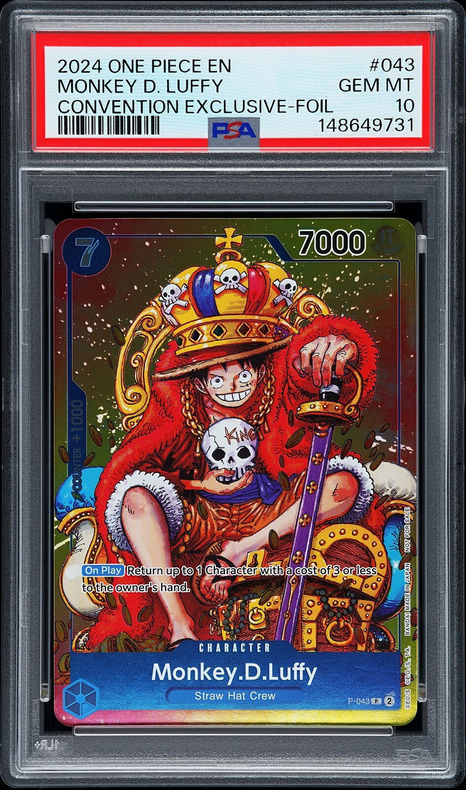 ワンピース英語版 2024 One Piece Promos Convention Excl. Monkey D. Luffy Foil #043 PSA 10 鑑定済