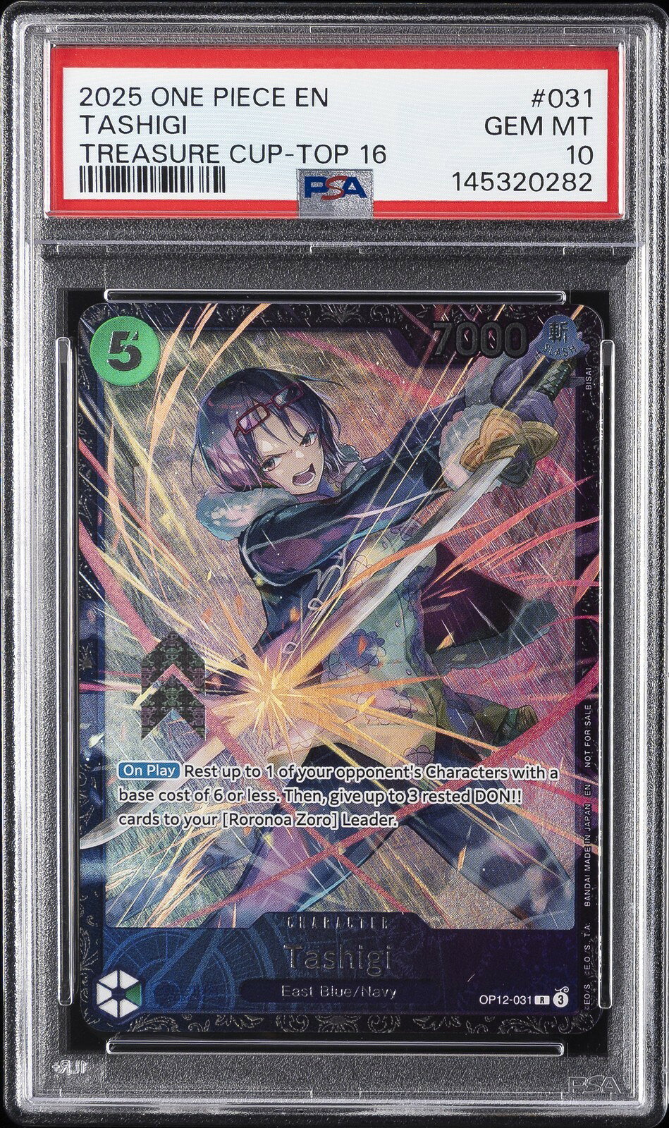 ワンピース英語版 2025 ONE PIECE PROMOS TREASURE CUP-TOP 16 たしぎ TASHIGI プロモ #031 PSA 10 鑑定済