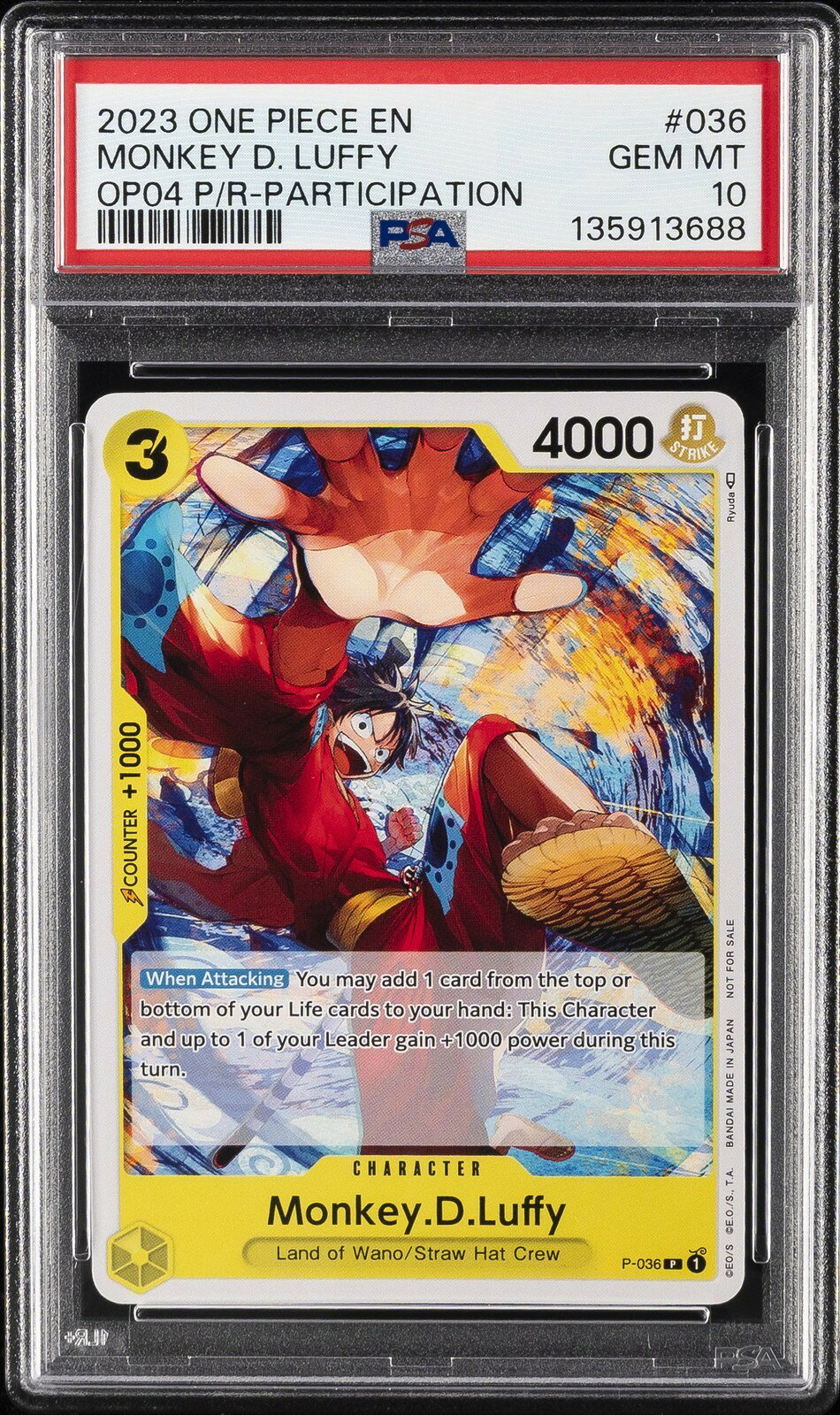 ワンピース英語版 2023 ONE PIECE PROMOS MONKEY D. LUFFY モンキー・D・ルフィ #036 PSA 10 鑑定済