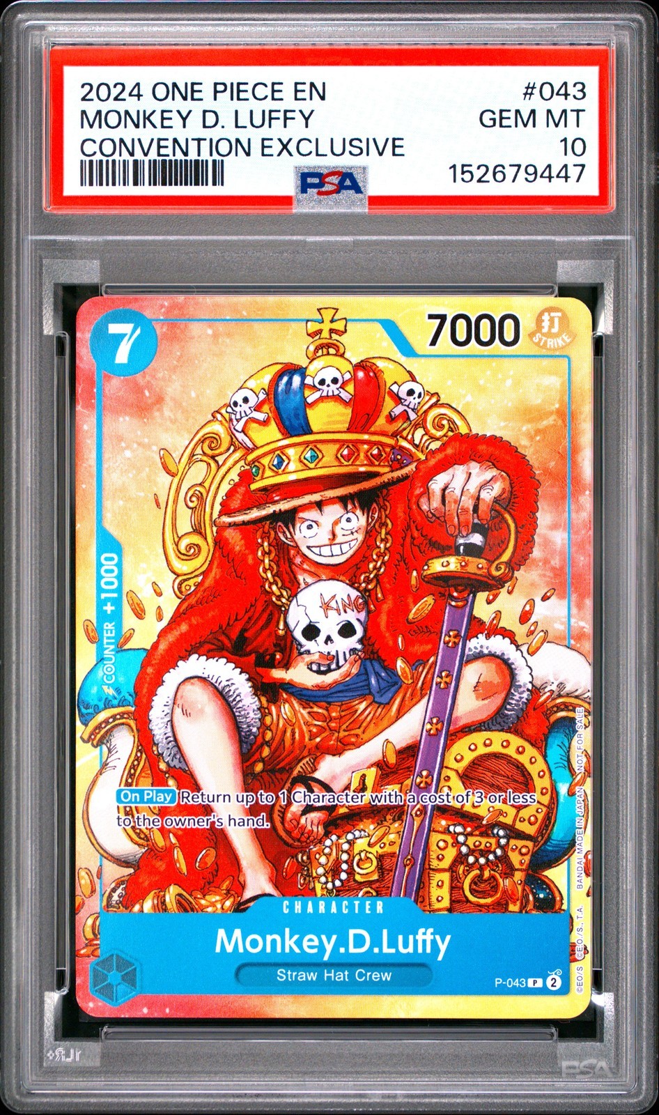 ワンピース英語版 2024 ONE PIECE PROMOS CONVENTION EXCLUSIVE MONKEY D. LUFFY プロモ #043 PSA10 鑑定済