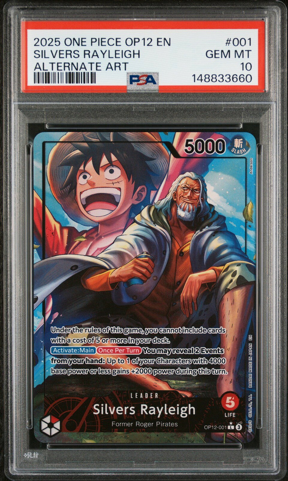 ワンピース英語版 2025 OP12-LEGACY OF THE MASTER SILVERS RAYLEIGH ALTERNATE ART PSA 10 鑑定済【中古】