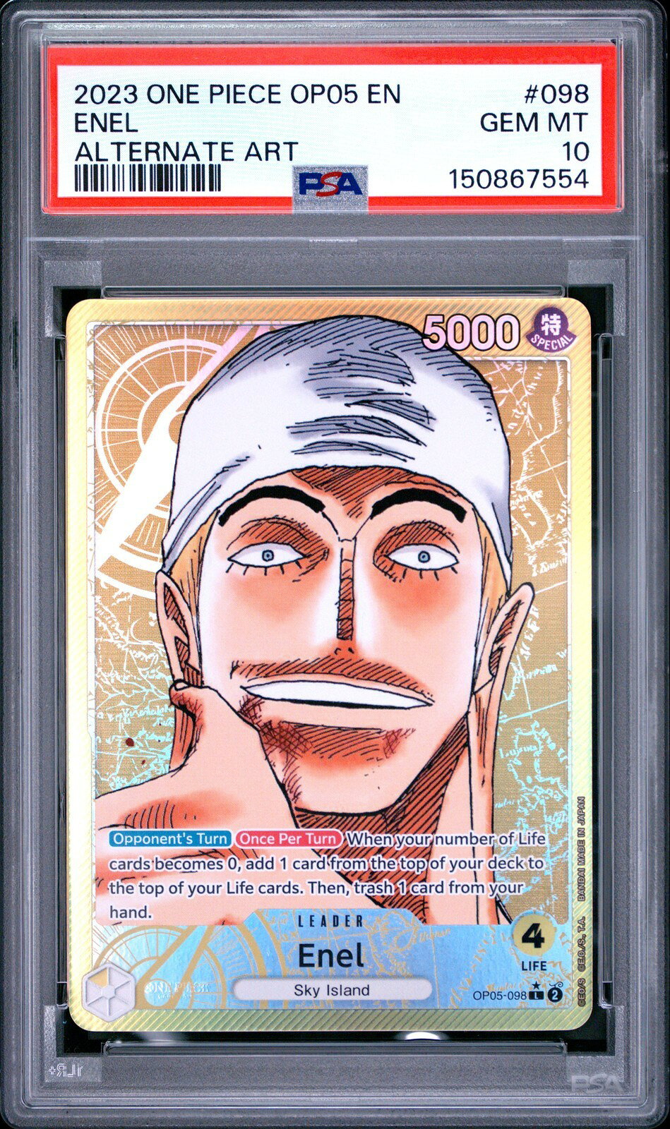 ワンピース英語版 2023 ONE PIECE OP05 AWAKENING OF THE NEW ERA ENEL エネル ALTERNATE ART #098 PSA 10 鑑定済【中古】