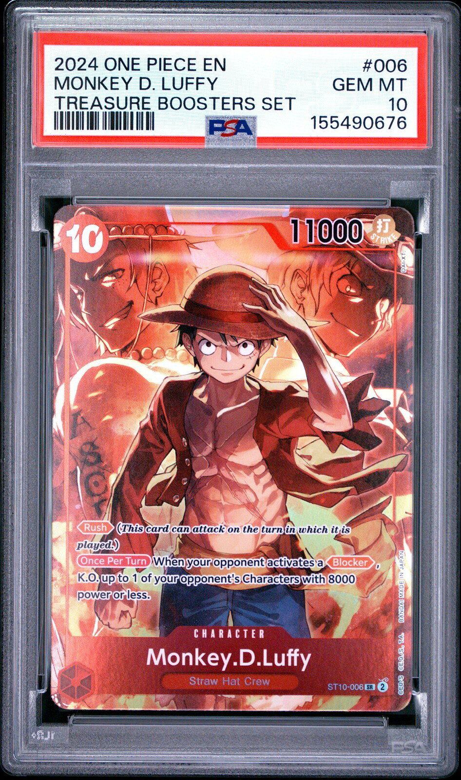 ワンピース英語版 2024 ONE PIECE PROMOS TREASURE BOOSTERS SET モンキー・D・ルフィ プロモ #006 PSA 10 鑑定済