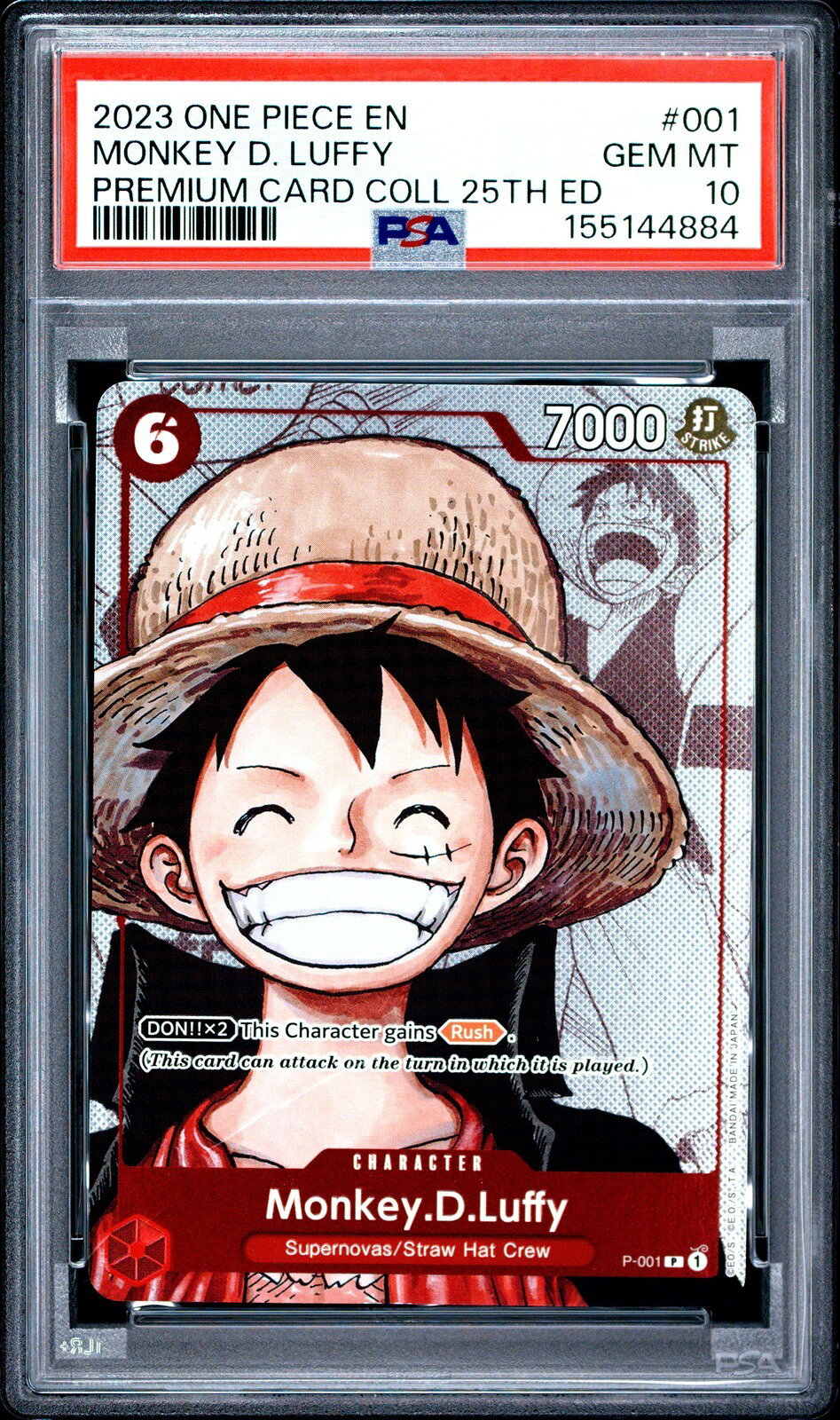 ワンピース英語版 2023 PREMIUM CARD COLLECTION 25TH EDITION MONKEY D. LUFFY #001 PSA10 鑑定済【中古】