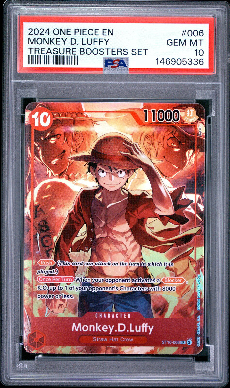 ワンピース英語版 2024 ONE PIECE PROMOS TREASURE BOOSTERS SET モンキー・D・ルフィ #006 PSA10 鑑定済