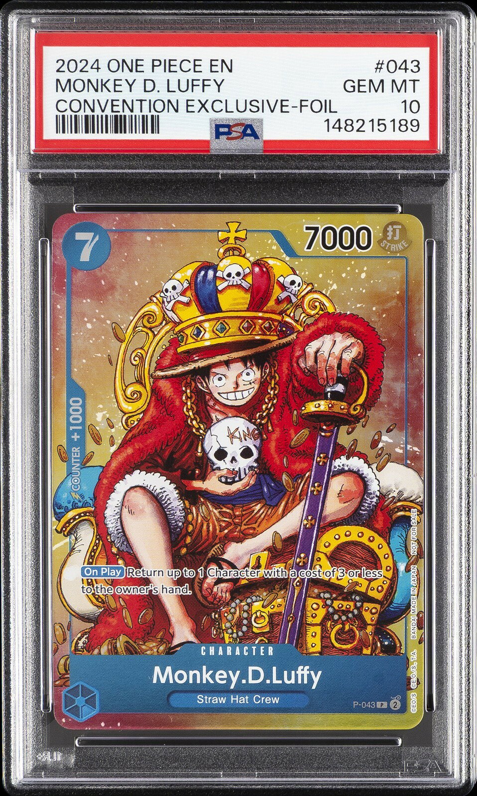 ワンピース英語版 2024 ONE PIECE PROMOS CONVENTION EXCLUSIVE モンキー・D・ルフィ FOIL #043 PSA 10 鑑定済