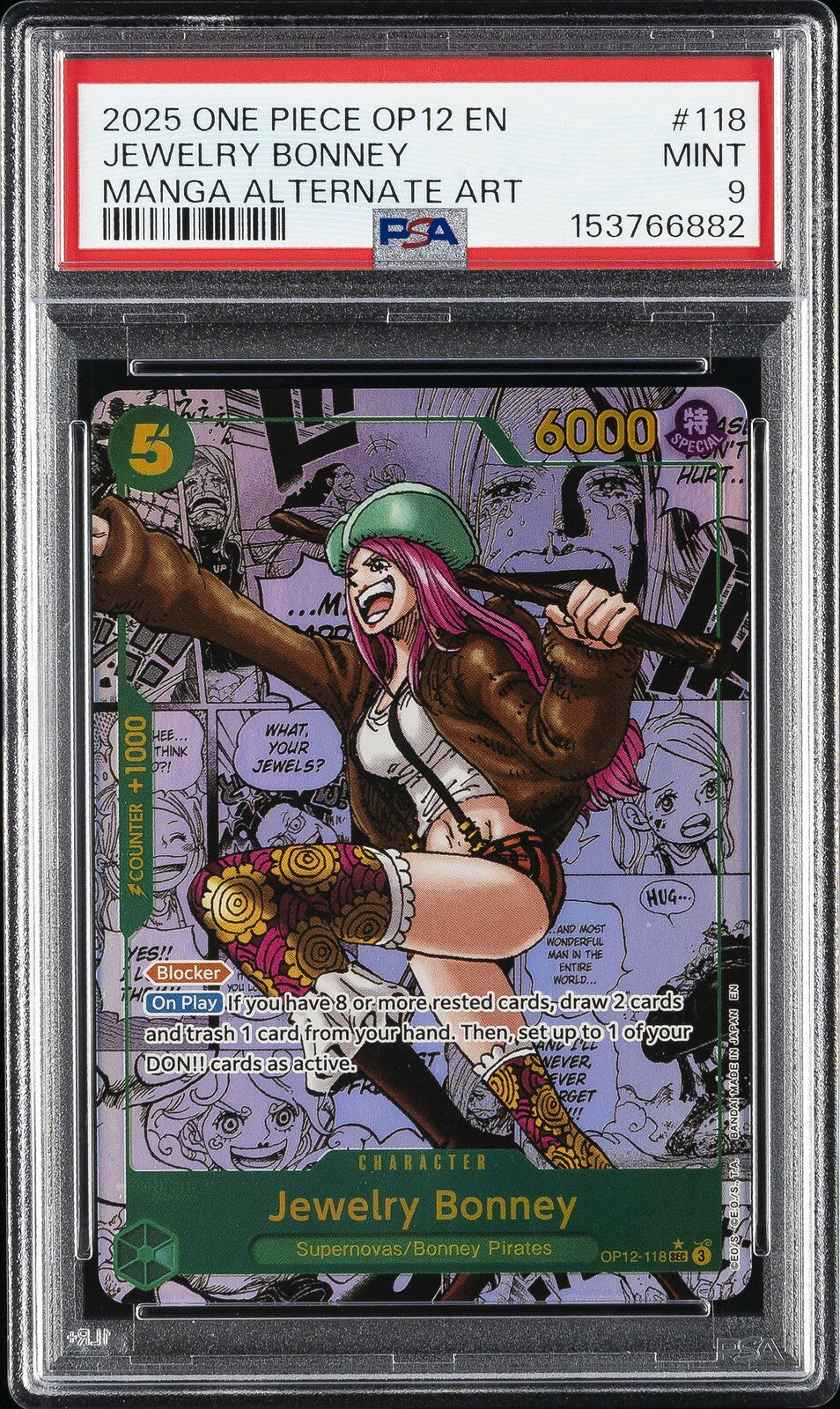 ワンピース英語版 2025 OP12-LEGACY OF THE MASTER JEWELRY BONNEY ジュエリー・ボニー #118 PSA9 鑑定済