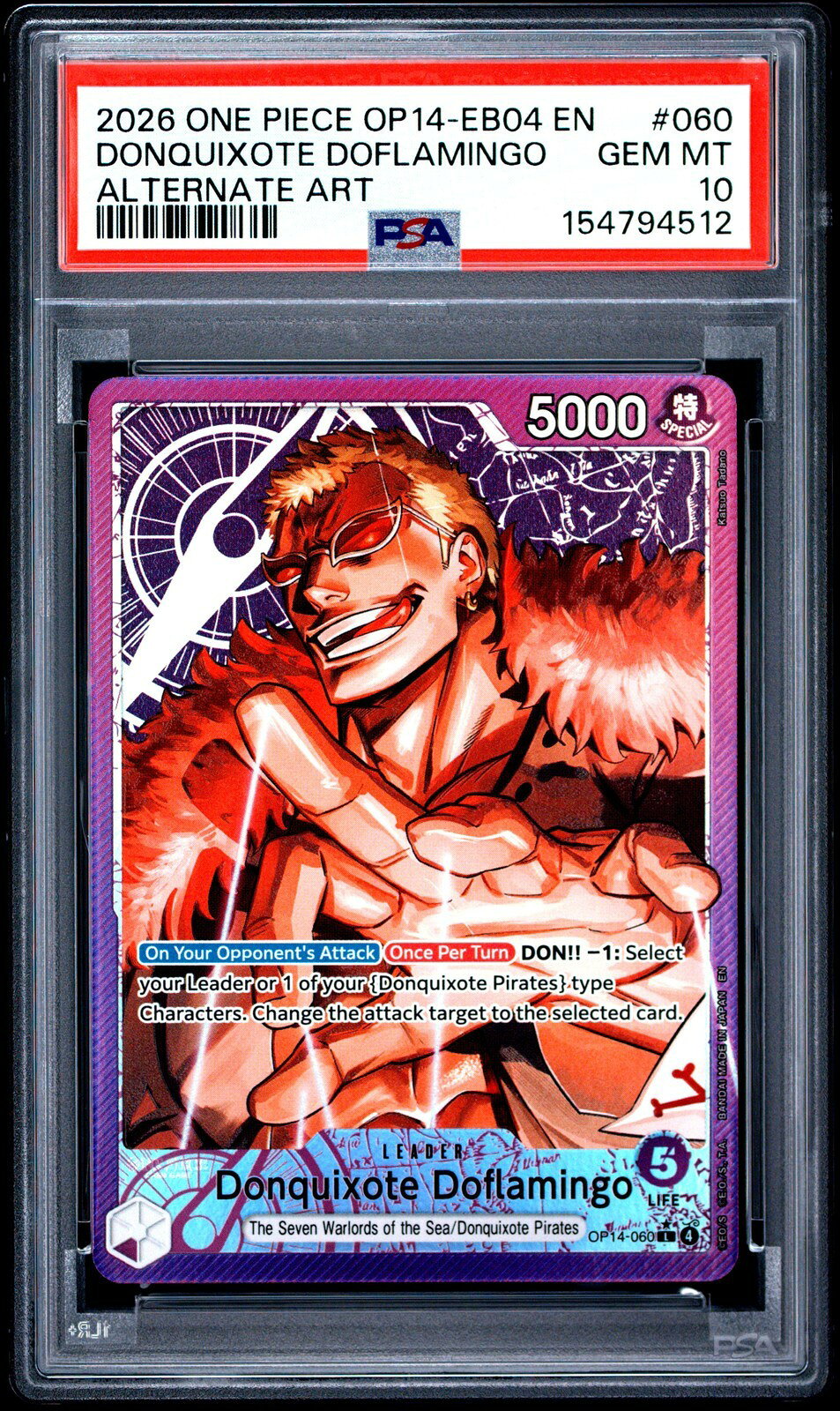 ワンピース英語版 2026 OP14-EB04 THE AZURE SEA'S SEVEN DONQUIXOTE DOFLAMINGO #060 PSA10 鑑定済