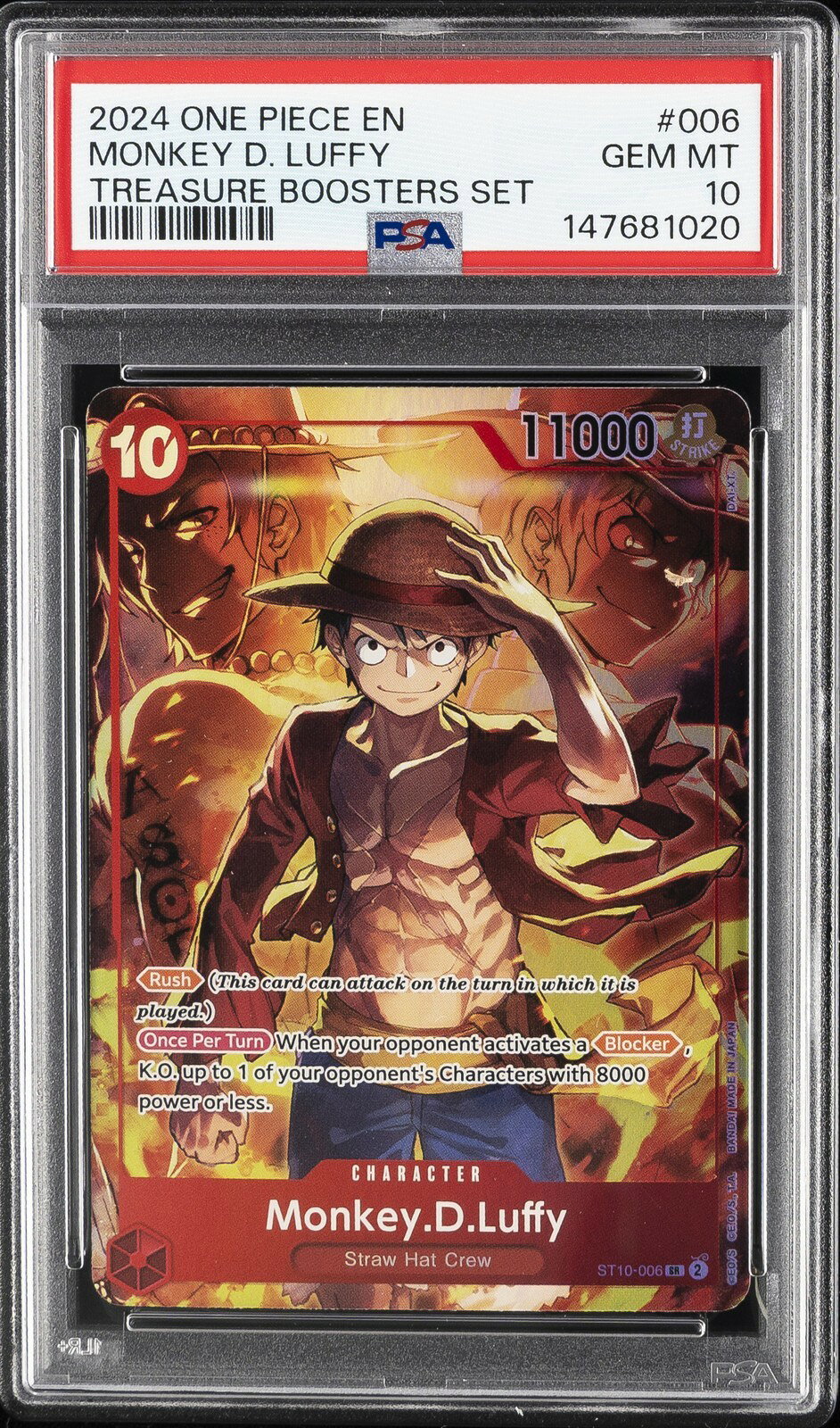ワンピース英語版 2024 ONE PIECE PROMOS TREASURE BOOSTERS SET MONKEY D. LUFFY #006 PSA10 鑑定済