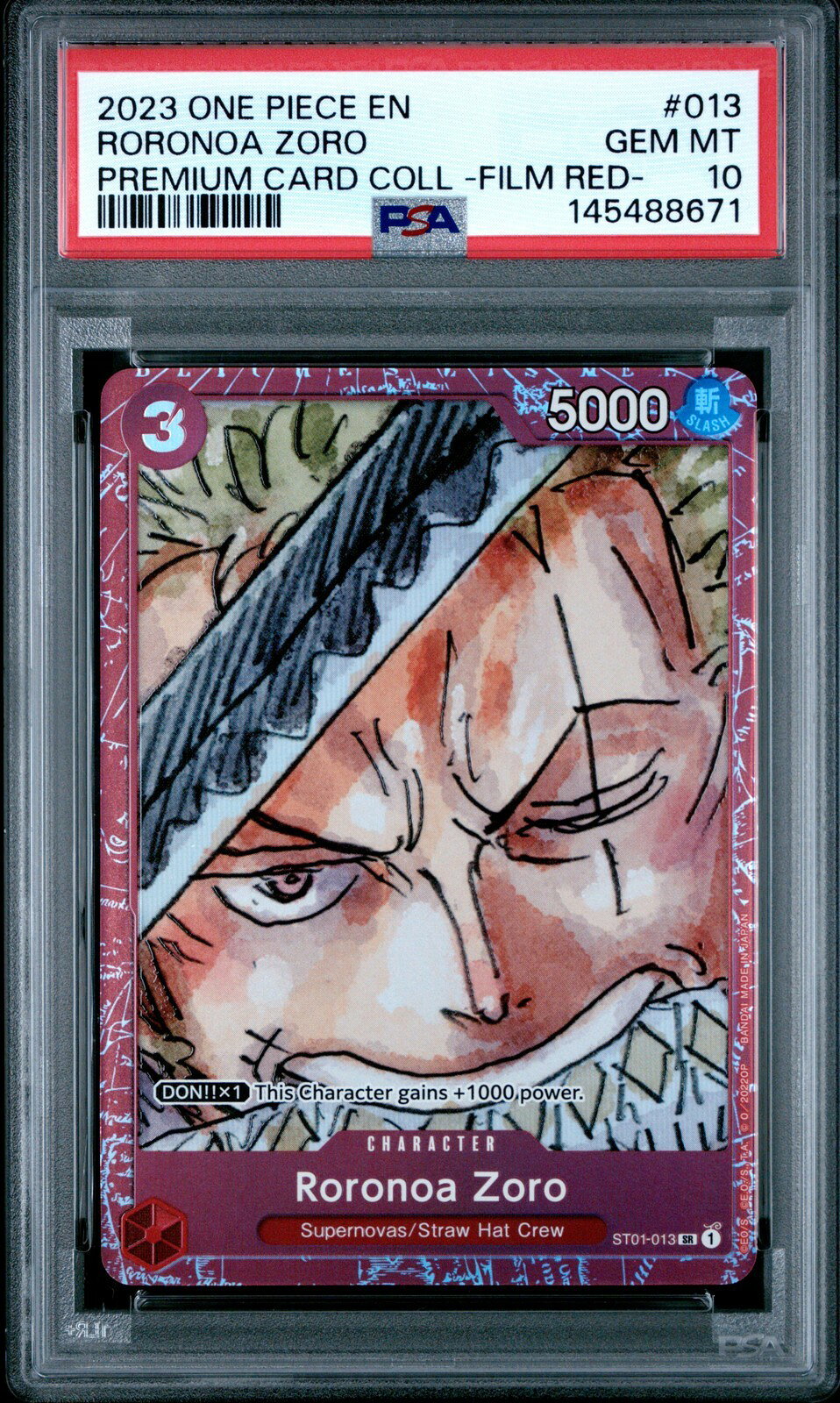 ワンピース英語版 2023 ONE PIECE PREMIUM CARD COLLECTION FILM RED RORONOA ZORO PSA 10 鑑定済【中古】