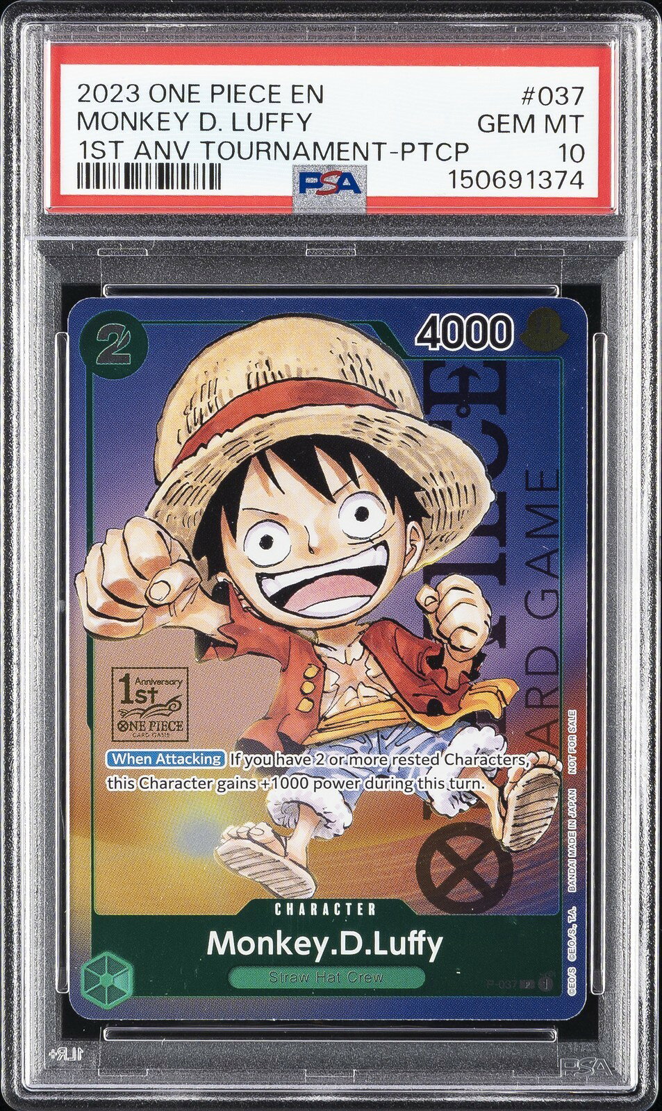 ワンピース英語版 2023 ONE PIECE PROMOS モンキー・D・ルフィ MONKEY D. LUFFY プロモ #037 PSA 10 鑑定済