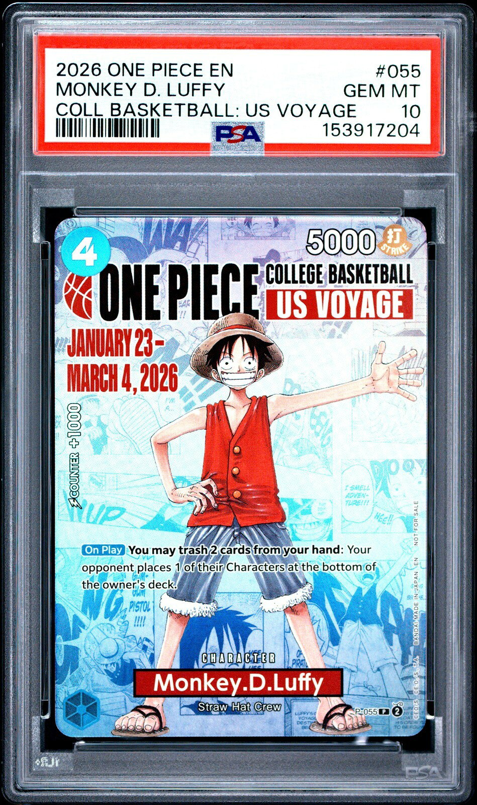 ワンピース英語版 2026 ONE PIECE PROMOS モンキー・D・ルフィ プロモ #055 PSA 10 鑑定済