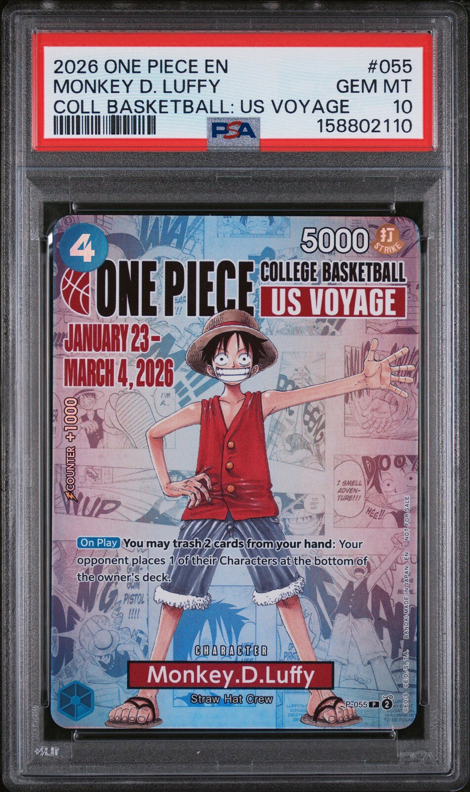 ワンピース英語版 2026 ONE PIECE PROMOS MONKEY D. LUFFY プロモ #055 PSA 10 鑑定済