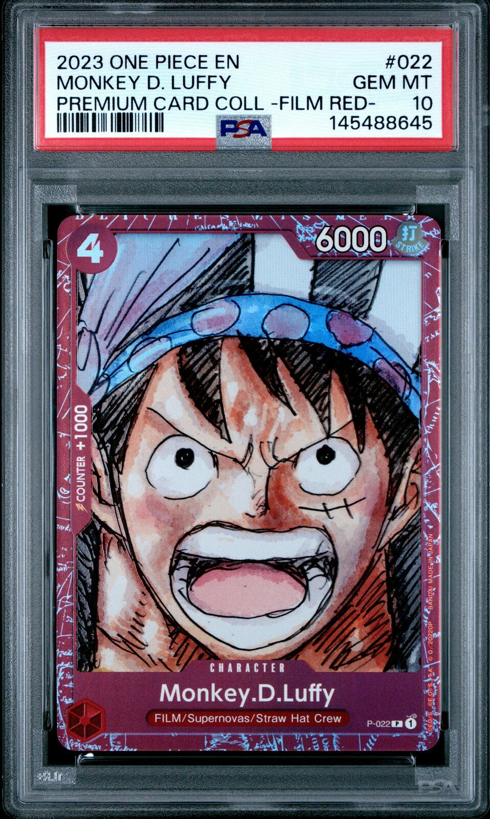 ワンピース英語版 PREMIUM CARD COLLECTION -ONE PIECE FILM RED- モンキー・D・ルフィ MONKEY D. LUFFY プロモ PSA 10 鑑定済【中古】