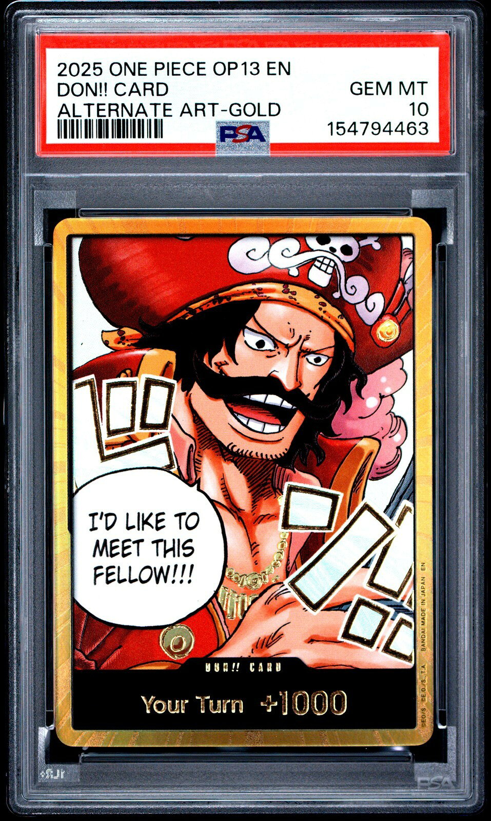 ワンピース英語版 2025 OP13 CARRYING ON HIS WILL GOLD DON!! CARD ALTERNATE ART PSA10 鑑定済【中古】