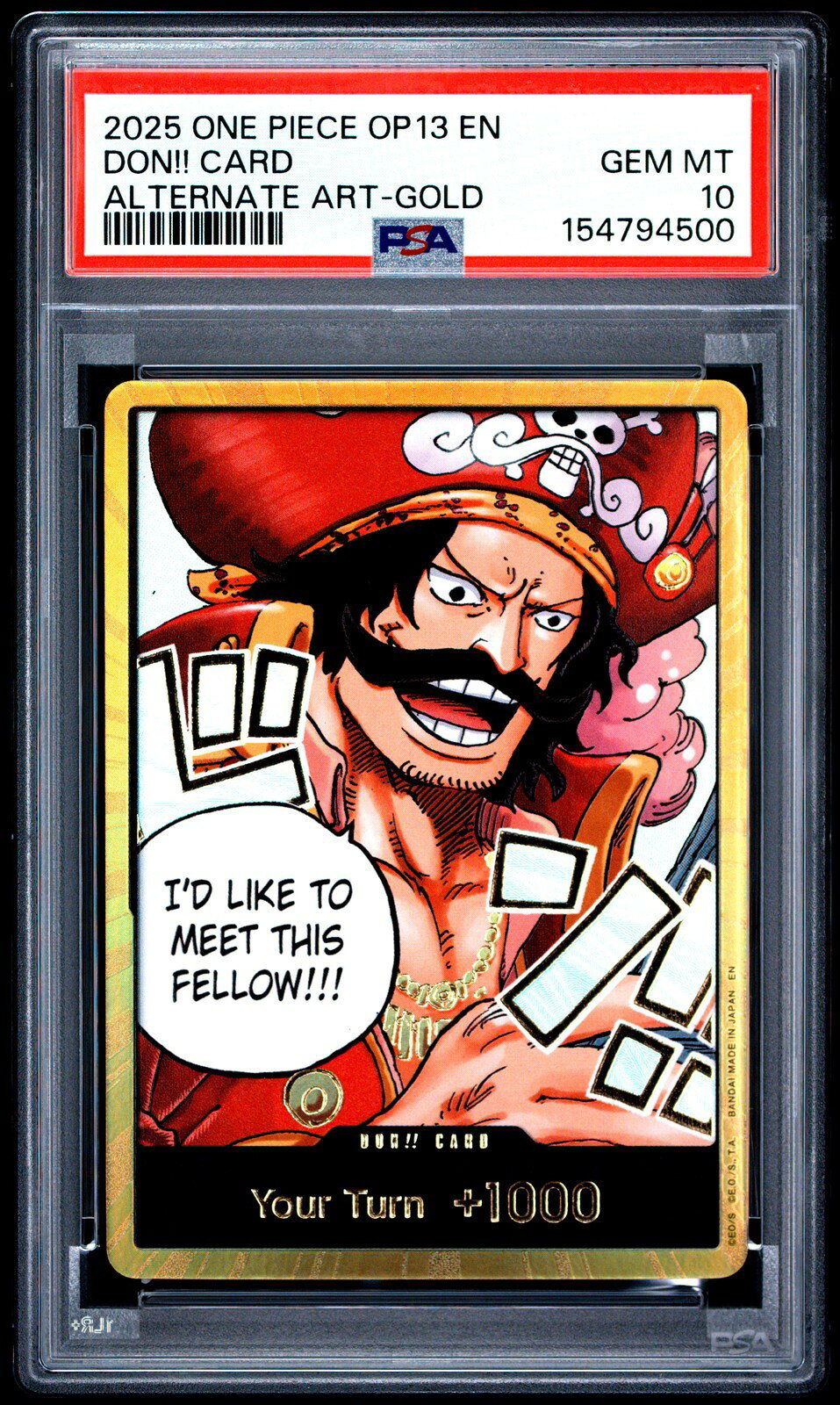ワンピース英語版 2025 CARRYING ON HIS WILL ALTERNATE ART GOLD DON!! CARD OP13 PSA10 鑑定済【中古】