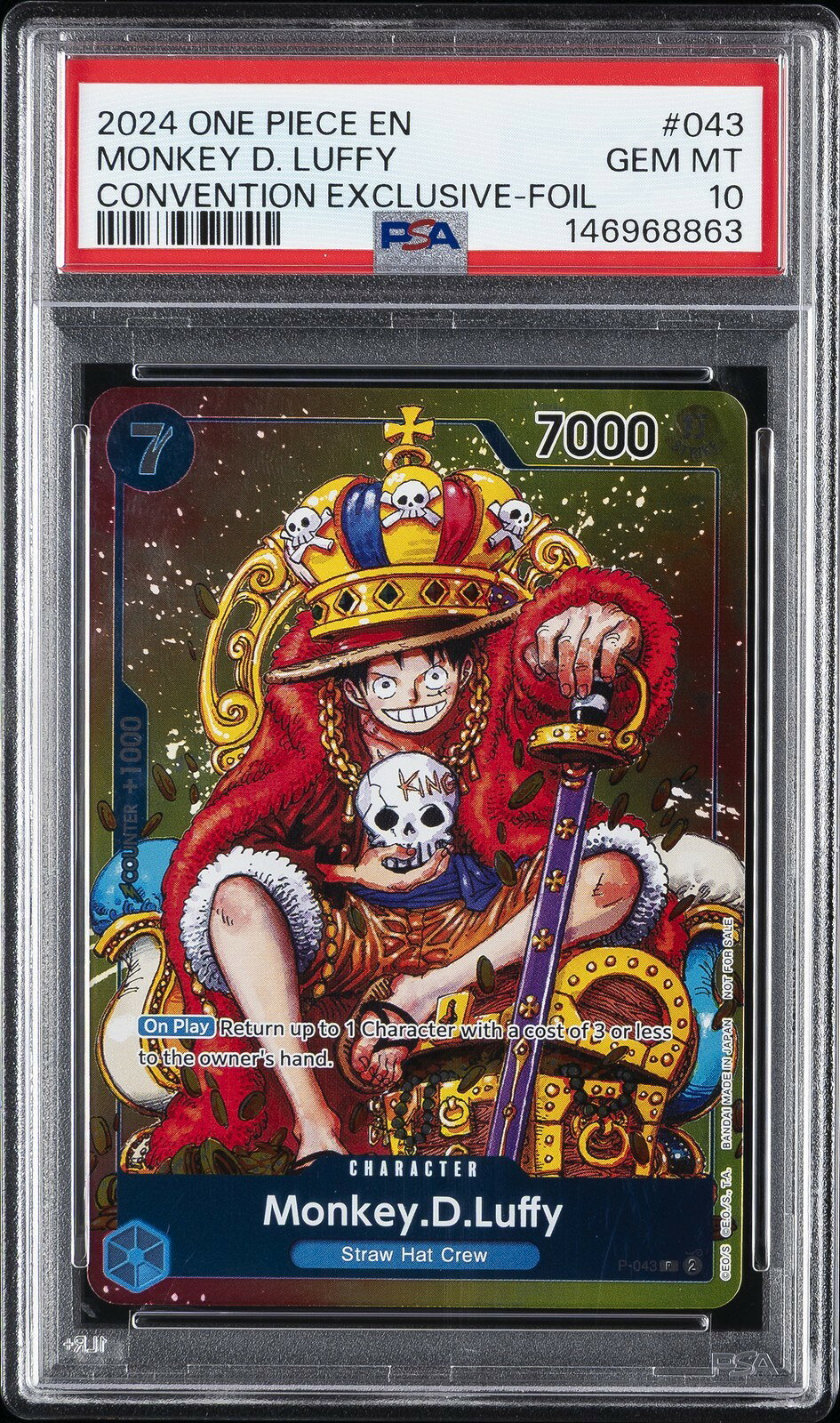 ワンピース英語版 2024 ONE PIECE PROMOS CONVENTION EXCL MONKEY D. LUFFY FOIL #043 PSA 10 鑑定済