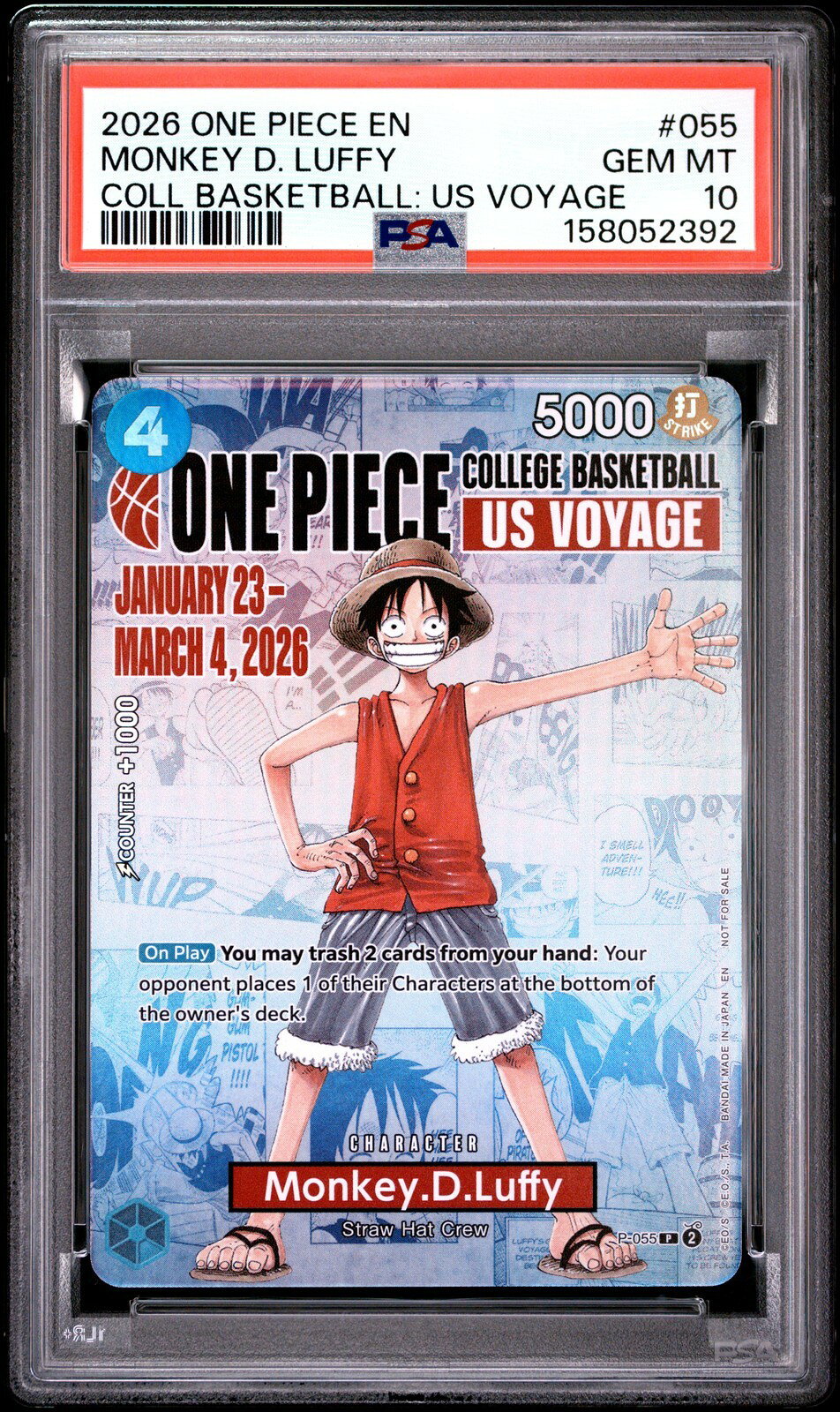 ワンピース英語版 2026 ONE PIECE PROMOS モンキー・D・ルフィ プロモ #055 PSA 10 鑑定済