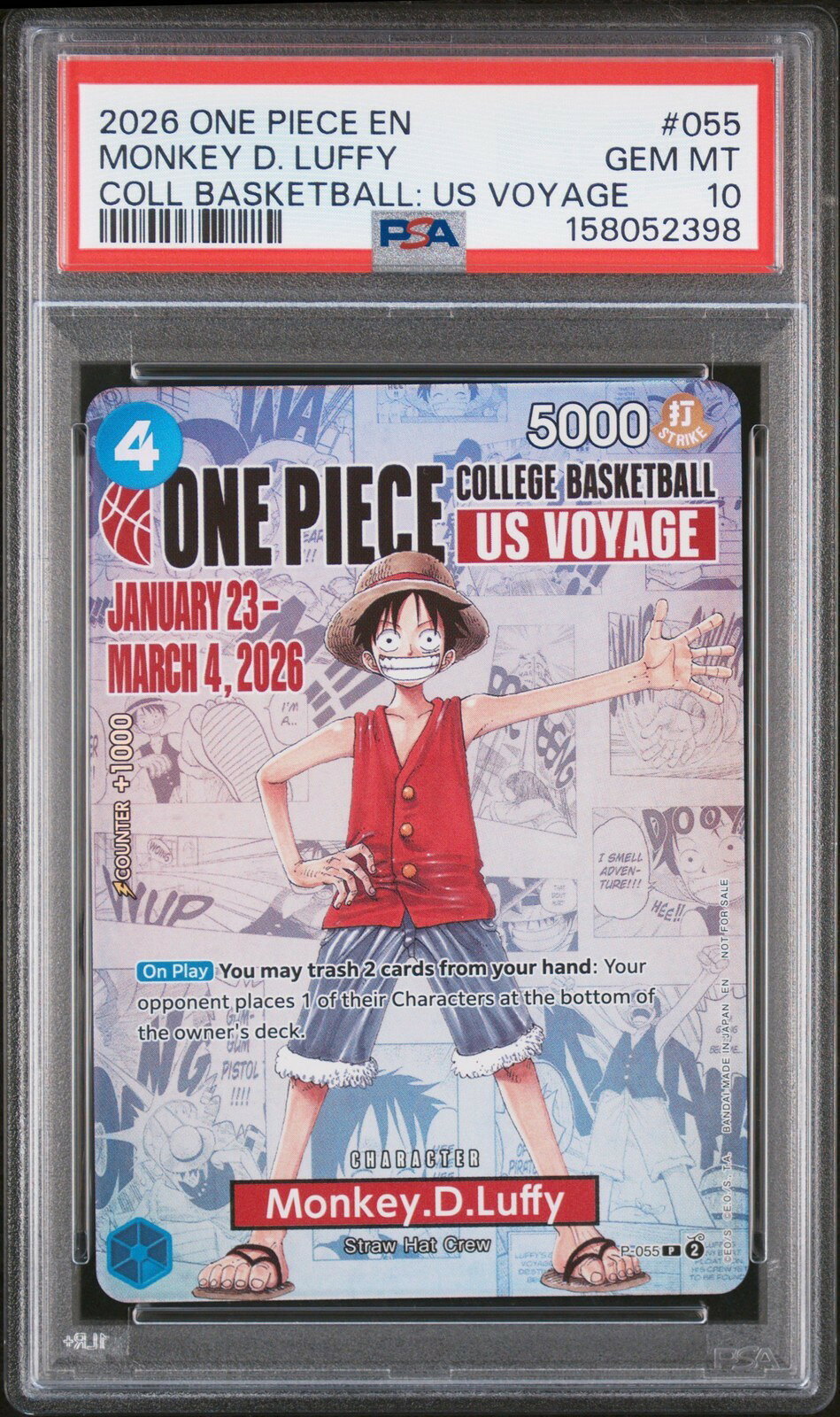 ワンピース英語版 2026 ONE PIECE PROMOS MONKEY D. LUFFY プロモ #055 PSA 10 鑑定済