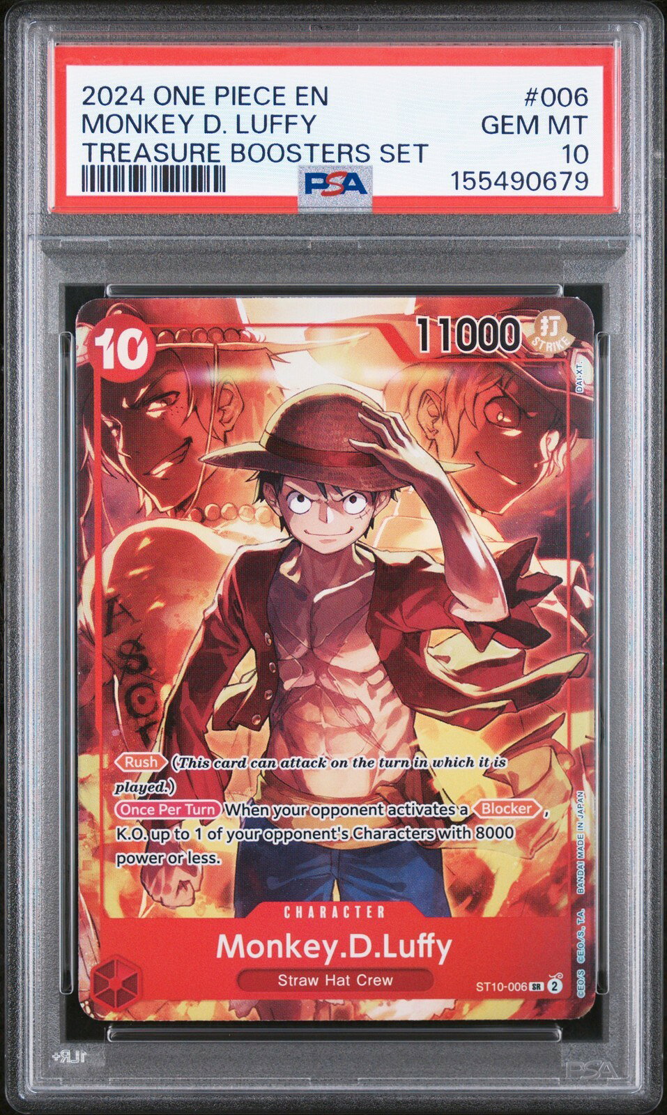 ワンピース英語版 2024 ONE PIECE PROMOS TREASURE BOOSTERS SET モンキー・D・ルフィ #006 PSA 10 鑑定済
